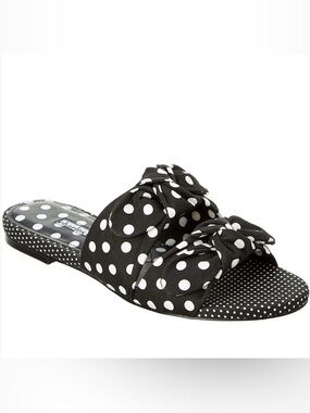 NWT, Charles David Collection Souffle Sandal, Black & White Polka Dot, Bow, SZ 9